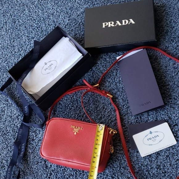Prada Contenitore Tracolla Saffiano Fuoco Mini - Picture 6 of 7